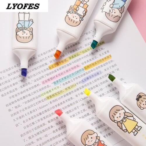 Highlighters 6 Pcs/set Japanese Stationery Pen Mildliner Highlighters Art Marker Gift School Office Art Stationery Supply