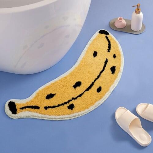 Fruit Bathroom Mat Soft Fluffy Cartoon Banana Anti Slip Bathmat Bed Room Floor Foot Pad Kids Room Nursery Decorative Home Decor