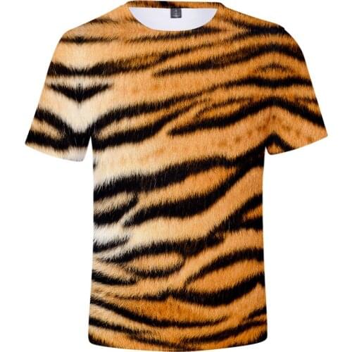 Fashion 3D animal texture short-sleeved T-shirt ladies mens popular summer autumn shirt T-shirt men and women casual shirt