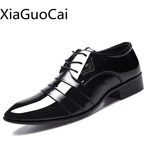 Mens Dress Shoes Pointed Toe Formal Border Fashion Business Flat Oxfords Korean Shoes Lace New Models