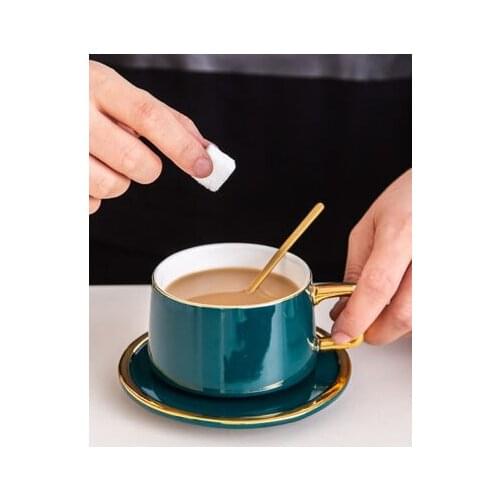 Macaron color ceramic coffee cup saucer set European coffee cup dish set home simple afternoon teaware with spoon