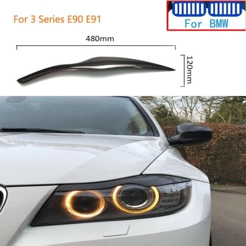 5D Carbon Fiber Front Headlights Lamp Eyebrow Sticker For BMW 3 Series E90 E91 Car Styling Exterior Decoration Accessories