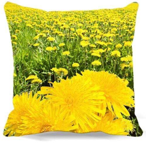 Beautiful Yellow Chrysanthemum Flowers pattern Square 16" 18" 19" Pillow Case cushion Cover for Kids Blue Green Super Soft Gift