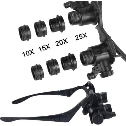 New Watch Repair Jeweler Maintenance Magnifying Glasses Head Wearing Tool Double Eyes Magnifying Glasses With LED Light