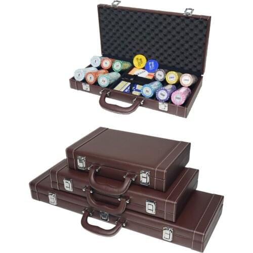 Poker Tokens Chips Carrying Case PU Leather Casino Game 200 / 300 / 500 Chip