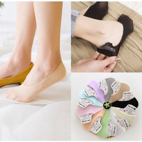 SANWOOD Summer Candy Color Women Boat Socks Velvet Breathable Invisible Socks Female Silicone Non-slip Socks Casual Socks