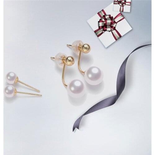 ZHIXI Genuine 18K Gold Pearl Earrings For Women Natural AKOYA Seawater Pearl Fine Jewelry 100% Real AU750 Luxury Wedding Gift E5