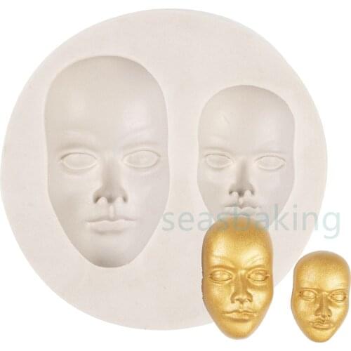 Face Silicone Mold Fondant Molds Cake Decorating Tools Polymer Chocolate Soap Molds Handmade Craft Clay Dolls Face Mould