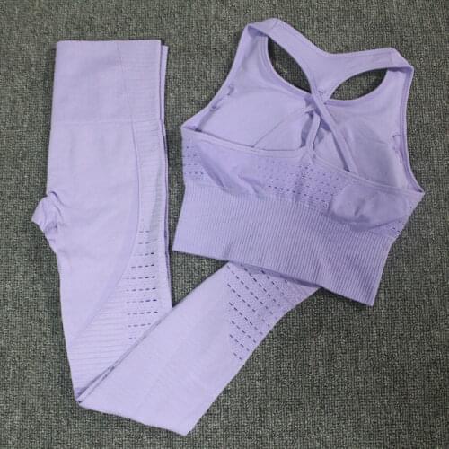 2PCS Yoga Set Brackless Strappy Sports Bra Women Energy Seamless High Waist Leggings Push Up Sport Suit Fitness Suit Workout Set