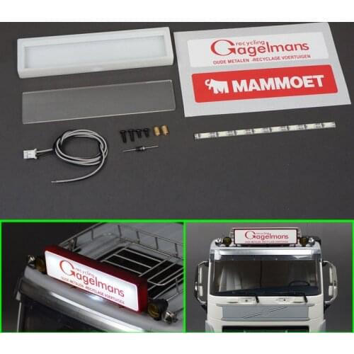 Advertising Light Boxes Low Top for 1/14 Tamiya RC Truck Trailer Tipper Scania Volvo FH16 Car Diy Parts