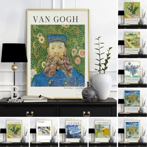 Vincent Van Gogh Exhibition Museum Poster, Portrait Of Joseph Roulin The Bedroom At Arles Wall Art, Expressionism Home Art Decor