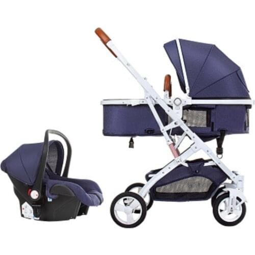 High landscape 3 in 1 baby stroller can sit reclining folding ultra-light baby newborn child four-wheel stroller