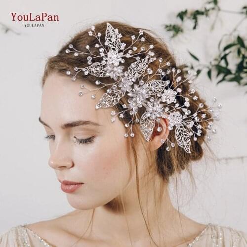 YouLaPan HP298 Bridal Tiara Wedding Beaded Headpiece Wedding Hair Accessories Brides Rhinestone Headbands for Women Hair Piece