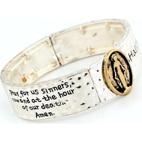2021 Ins New Vintage Prayer Cross Jesus Christian Blessed Letters Elastic Bracelets Women Party Hiphop Rock Bohemia Jewelry