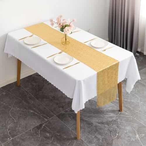1Pc Fashion Hotel Wedding Birthday Party Home Tea Dinner Table Runner Table Cover Sequin Luxury Cloth Rose Gold Decoration Home