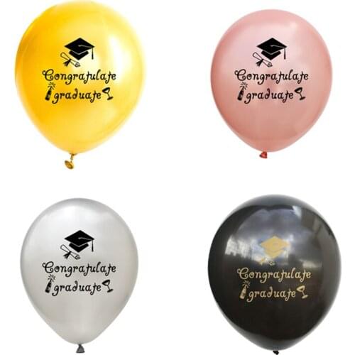 10PCS Congratulate Graduate Latex Balloon Graduation Birthday Party Decoration Girl Inflatable Air Balloons Kids Toys