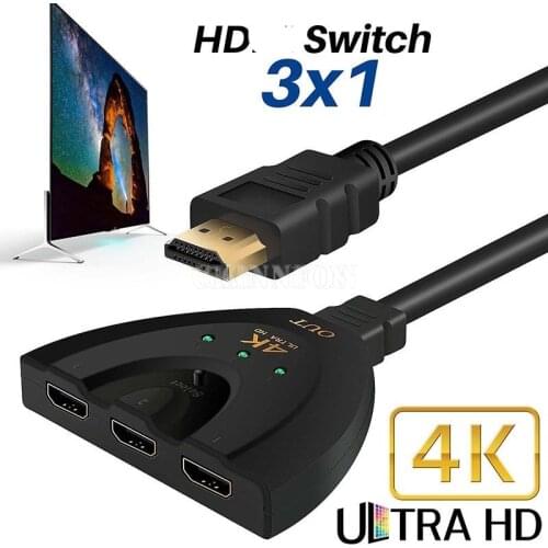 100Pcs/Lot 4K*2K 3 Port HDMI-compatible Splitter Cable 1080p Multi Switch Switcher HUB HDTV PS3 Xbox (Color: Black)