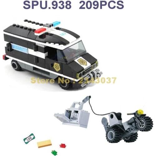 127 209pcs Urban Police Cash Truck Car Motorcycle 2 Dolls Building Block Toy
