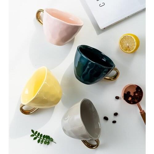 2021 New Modern Family Cute Simple Solid Color Ceramic Couple Breakfast Mug