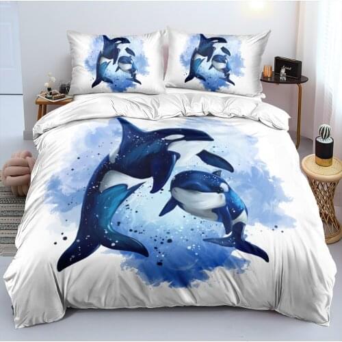3D Custom Design White Dophin Quilt Duvet Cover Comforter Covers Set Pillow Shames Twin King Queen Double Single Size Bedclothes