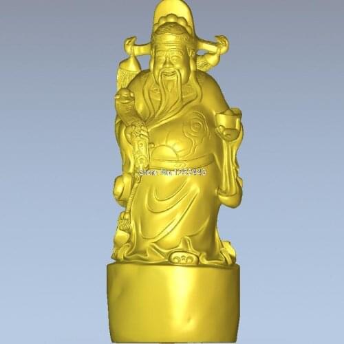 3D model for 4 axis circular diagram 3D stereoscopic carved figure sculpture cnc machine in STL file The god of wealth_001