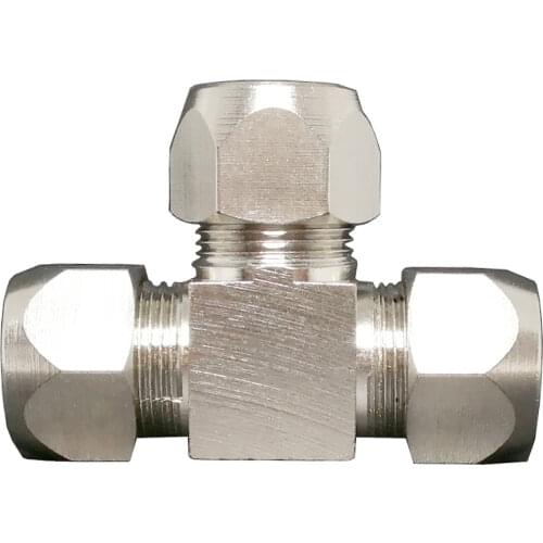 Fit 4/6/8/10/12/14/16mm OD Tube Equal Reducing Tee 3 Ways Compression Union Fitting Nickel Plated Brass Water Gas Fuel