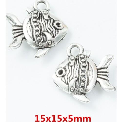 40 pieces of retro metal zinc alloy fish pendant for DIY handmade jewelry necklace making 6758