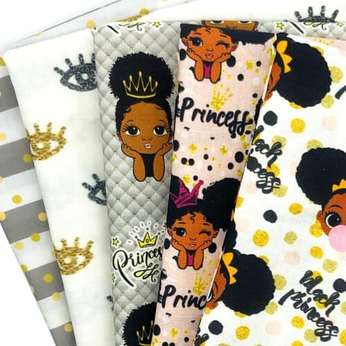 50*145cm Black Girl Princess 100% Pure Cotton Polyester Cotton Material Patchwork Sewing Fabrics Quilt Needlework DIY Cloth
