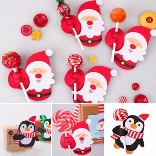 50pcs DIY 2018 New Christmas Paper Candy Chocolate Lollipop Sticks Cake Pops Xmas Party Decor