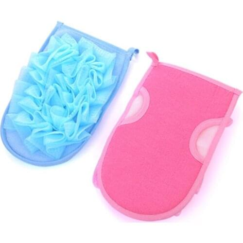 500pcs/lot 2 in 1 Exfoliating Shower Bath Gloves Bath Flower+Bath Sponge for Men & Women Removes Dead Skin Cells