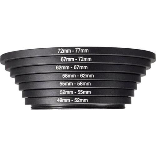 7Pcs Photography Lens Filter Ring Adapter Step Up Outdoor Camera Aluminum Alloy Professional Mini 49-77mm Ring Adapter