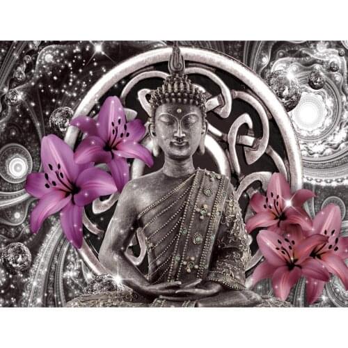 New diy 5d diamond mosaic purple flower buddha icon diamond painting full square round drill diamond embroidery sale