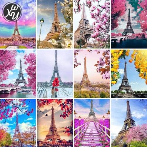 Diamond Art for Adults Paris Tower Full Drill Mosaic Embroidery Cross Stitch Kits Round Square Rhinestones Accessories for Decor