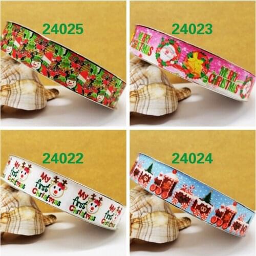 Free shipping 50 yard Christmas ribbon printed grosgrain ribbon 24026