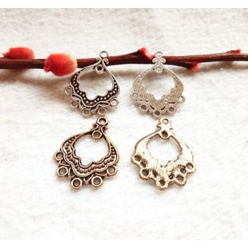 Free shipping 8Pcs Size 31*22mm Antique Silver or gold Plant Filigree Earrings Connector Womens Jewelry Embellishments