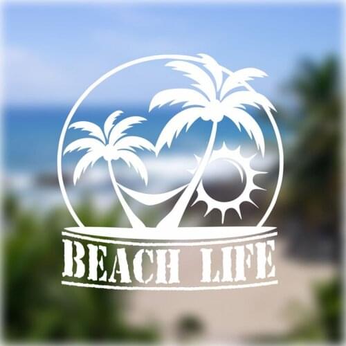 Black/Sliver Beach Life Car Sticker Small/Big Size Nature Sunset Removable Waterproof Window Body Decal CL866