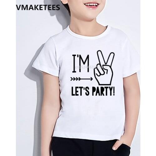 Kids I'm 1/2/3/4/5 Lets Party Print Funny T-shirt Boys & Girls Summer T shirt Baby Birthday Present Number Clothes