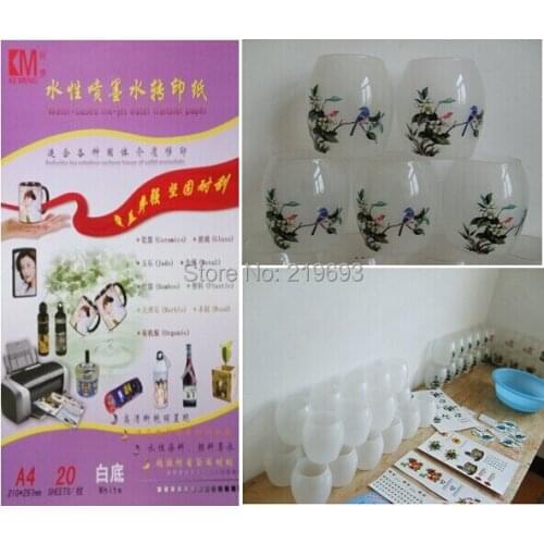 For Glass (100 pieces/lot) A4 white color background water transfer inkjet papel a4