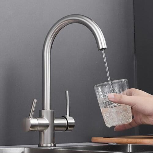 Filter Kitchen Faucet Drinking Water Deck Mount Black Mixer Tap Rotate 360 Degrees Kitchen Sink Mixer Purification Taps