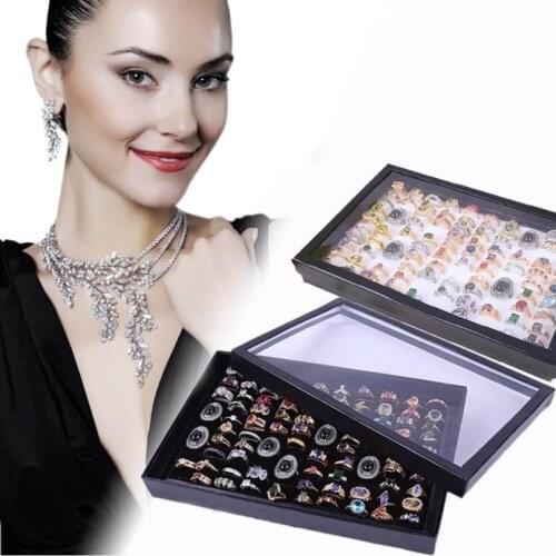 GEMIXI Hot Sale Fashion Jewelry Rings Display Tray Velvet 100 Slot Case Box Hot Sale Fashion Jewelry Storage Box 4.23
