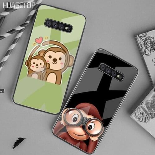 HUAGETOP Amazing Monkey Cartoon Black TPU Soft Phone Case Tempered Glass For Samsung S20 Plus S7 S8 S9 S10 Plus Note 8 9 10 Plus