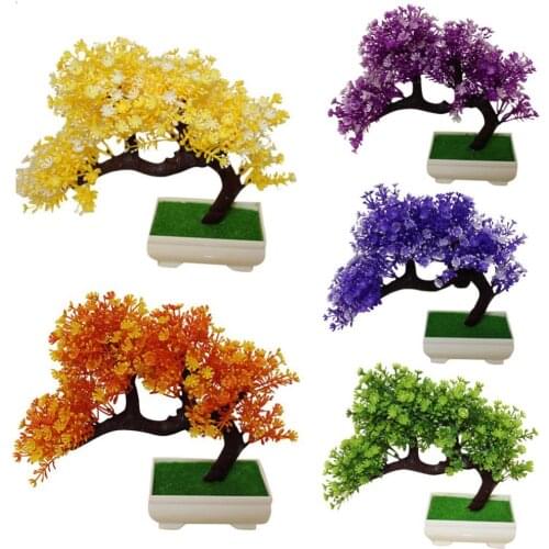 1Pc Garden Plantas Artificiales Potted Artificial Plant Mini Tree Bonsai DIY Garden Wedding Home Party Decor