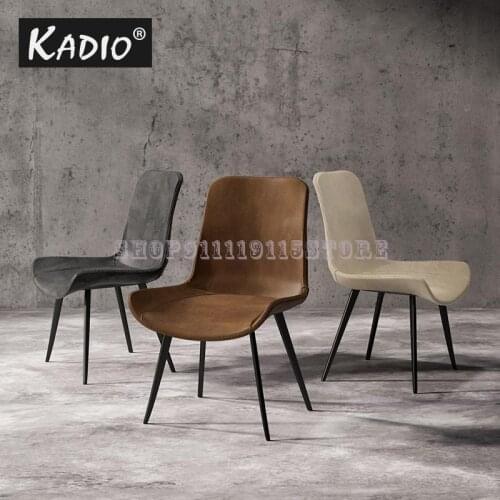 Italian Minimalist Nordic Industrial Style / Wearable Matte Leather / Modern Iron Dining Chair