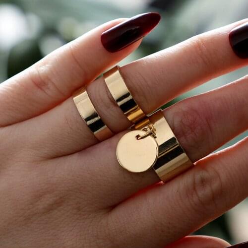 Trendy new hand ornaments personality fashion OL punk heavy metal geometric ring female gift accessories