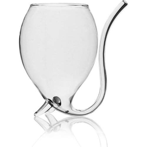Creative 300ml 1Pcs Devil Red Wine Glass Transparent Cup Mug With Built in Drinking Tube Straw Water Cup for Home Bar Hotel