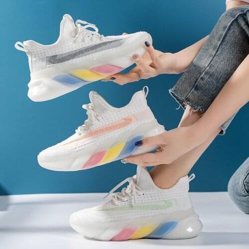 Sneakers Women Thick Bottom Daddy Shoes Fashion Breathable Lace Up Rainbow Colors Sneakers Women Mesh Casual Platform Shoes