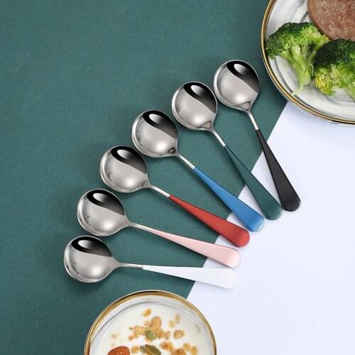 OPAE Plating Stainless Steel Coffee Scooping Spoon With Frosted Long Handle Tea Spoons Kitchen Hotle Drinking Flatware Tools