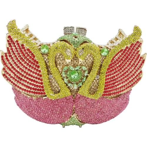 Fashion Animal Designer Clutch Bags Luxury Crystal Swan Evening Bags Women Party Purse SC041