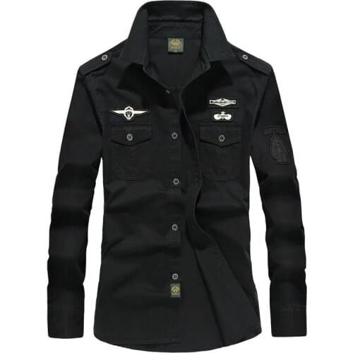 2020 LetsKeep Mens Military Long Sleeve Shirt Vintage Army Shirts Men Cotton Shirt Plus Size M-6XL