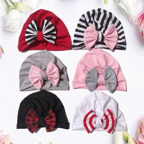 2020 Brand New Newborn Baby Kids Boys And Girls Soft Turban Cap Multicolour Bow Knot Wrap Hats Milk Fiber Beanis Baby Gifts